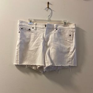 J. Crew White Denim Stretch Frayed Shorts